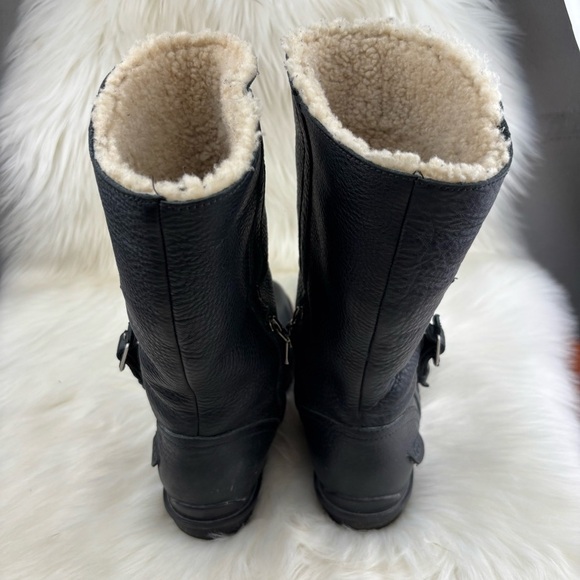 UGG Bellevue Tall Winter Fur Leather Boots  size 9 - Picture 3 of 11